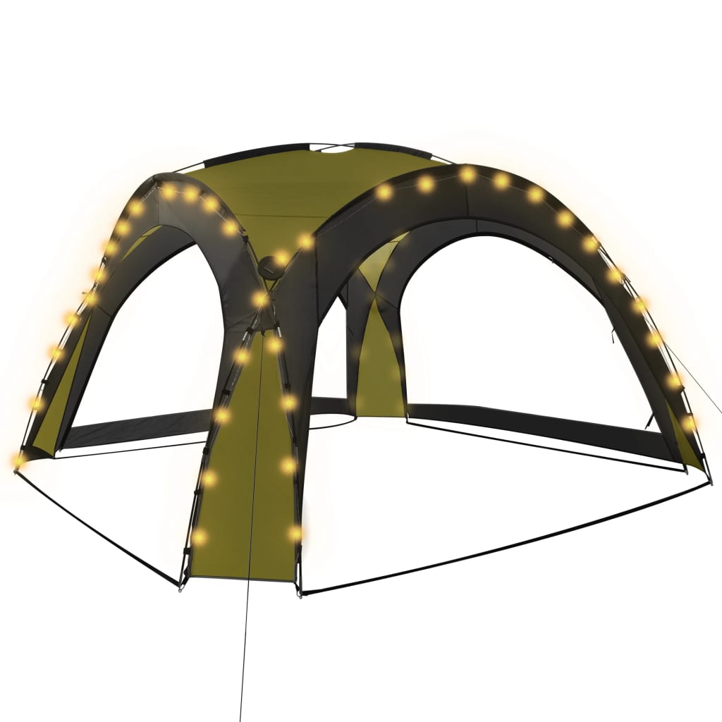 Vidaxl partytent met led en 4 zijwanden 3,6x3,6x2,3m groen