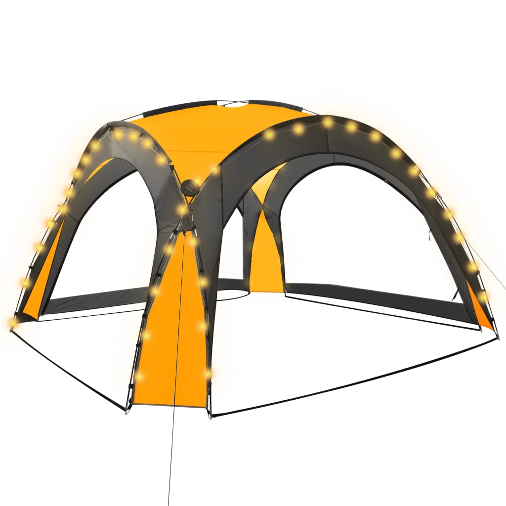 Vidaxl partytent met led en 4 zijwanden 3,6x3,6x2,3m geel