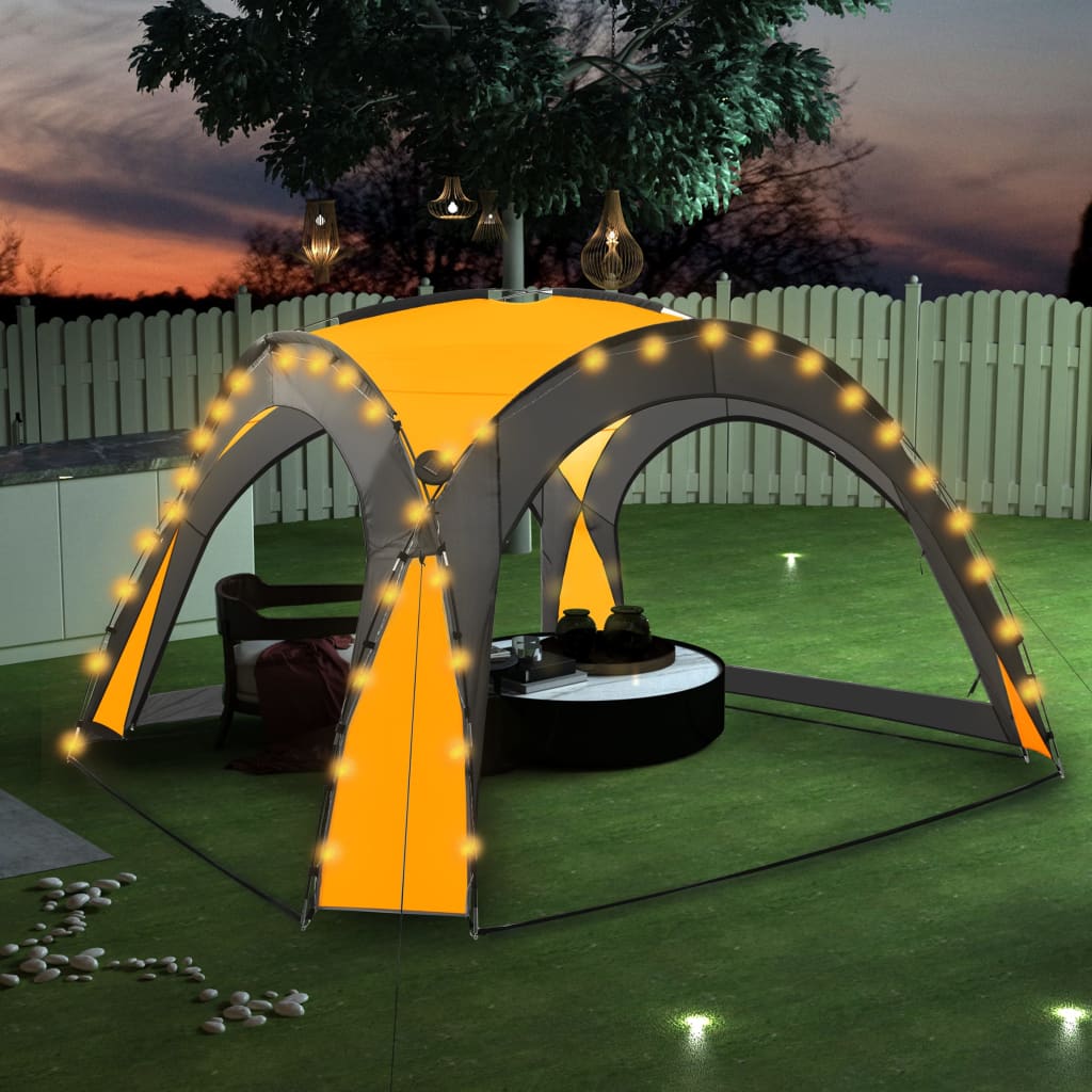 Vidaxl partytent met led en 4 zijwanden 3,6x3,6x2,3m geel