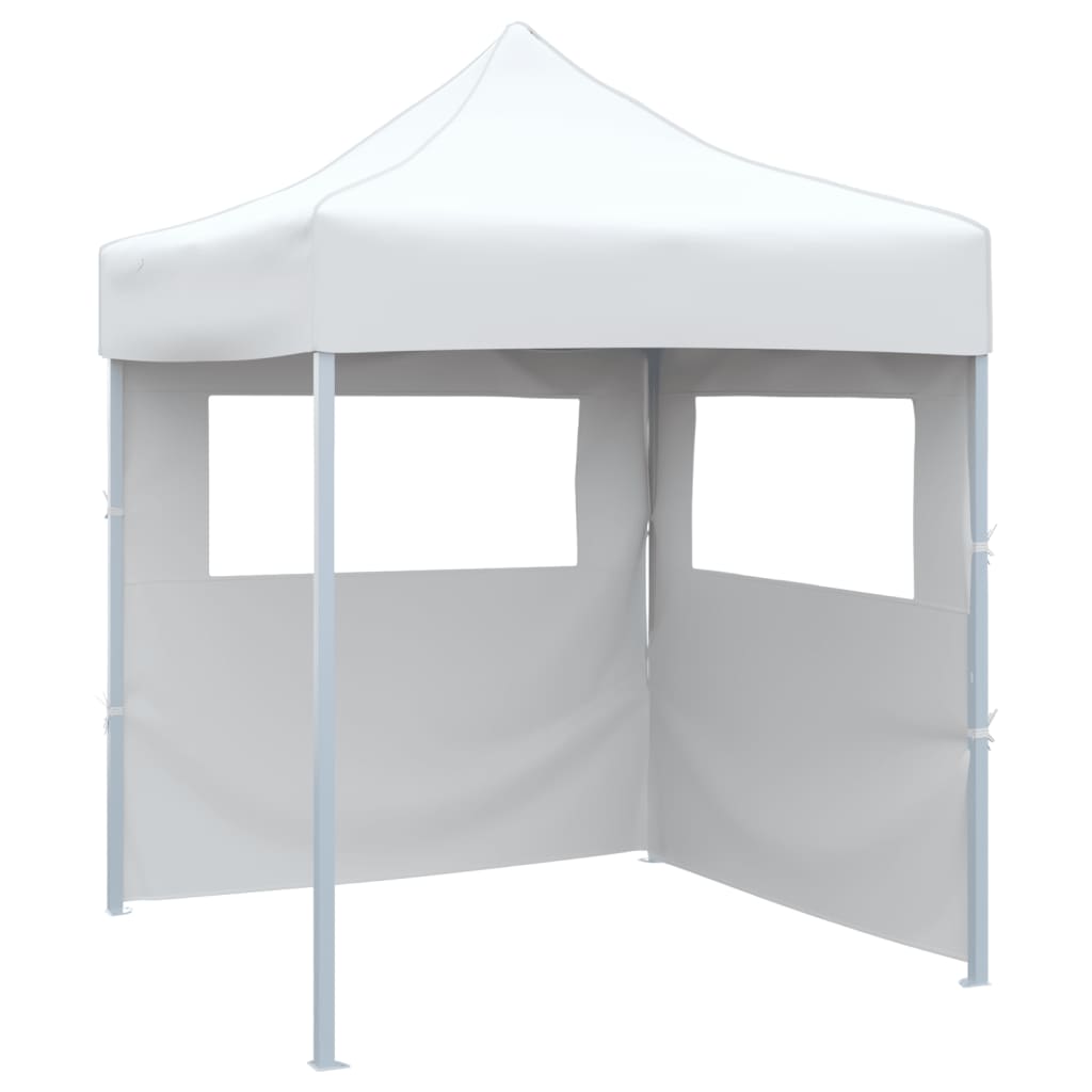 VidaXL Partytent met 2 zijwanden inklapbaar 2x2m staal wit
