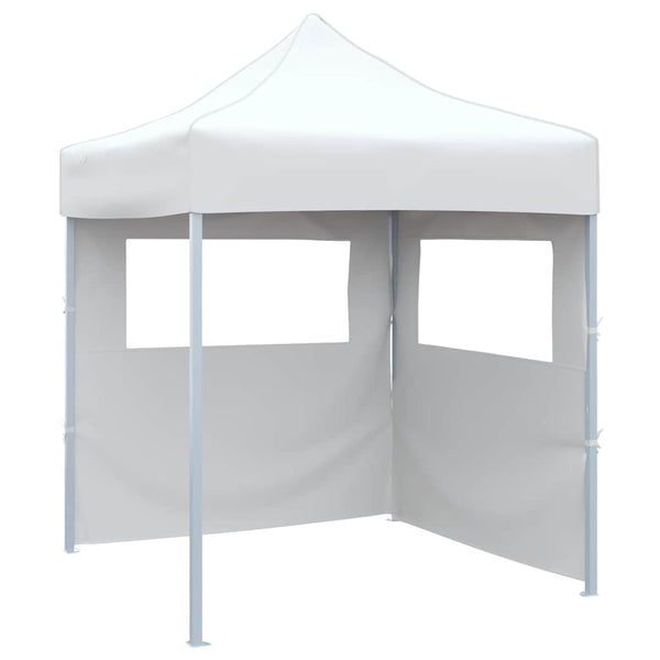 Vidaxl partytent met 2 zijwanden inklapbaar 2x2 m staal wit