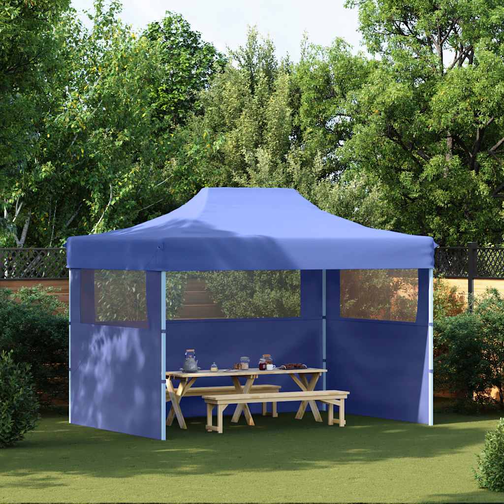 Vidaxl partytent met 3 zijwanden inklapbaar 3x4m staal blauw