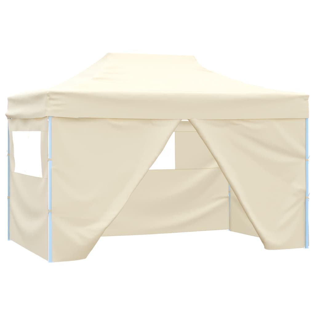 Vidaxl partytent met 4 zijwanden inklapbaar 3x4m staal crème