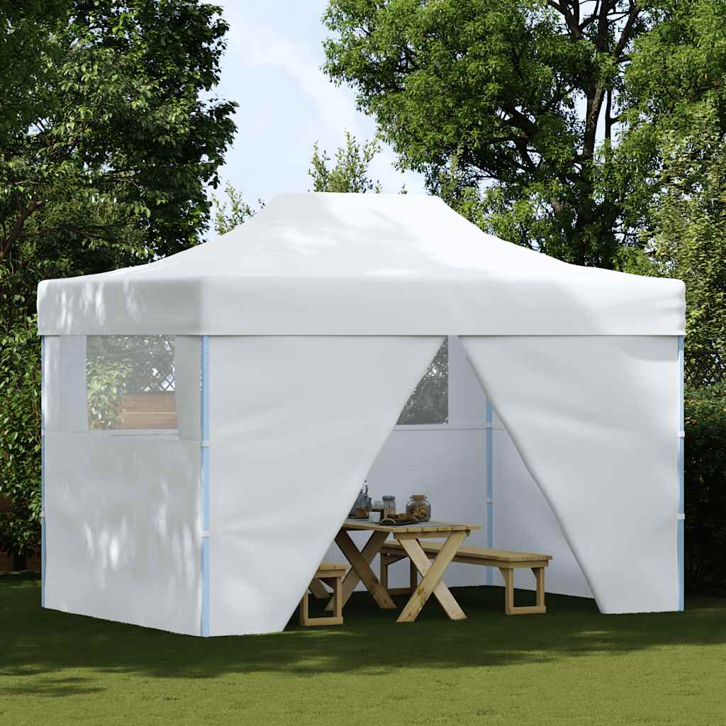 Vidaxl partytent met 4 zijwanden inklapbaar 3x4m staal wit
