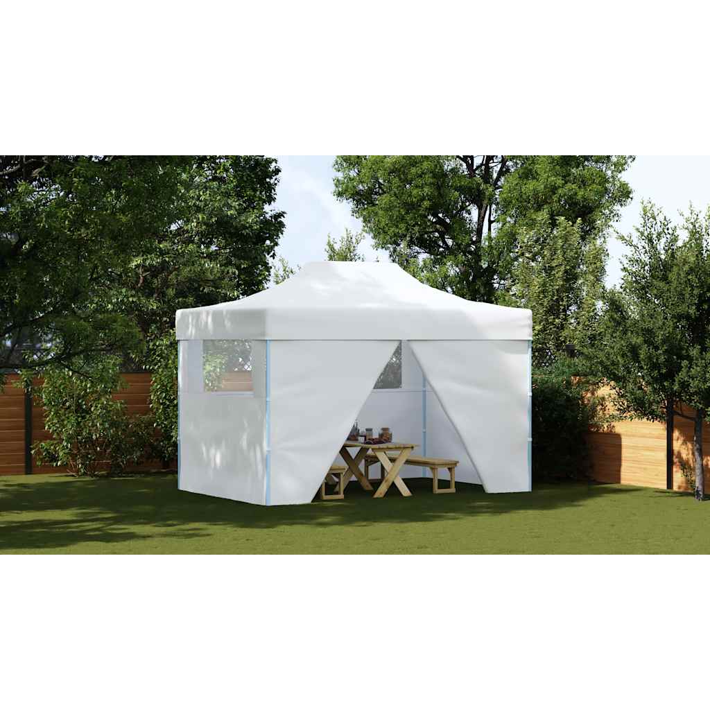 Vidaxl partytent met 4 zijwanden inklapbaar 3x4m staal wit