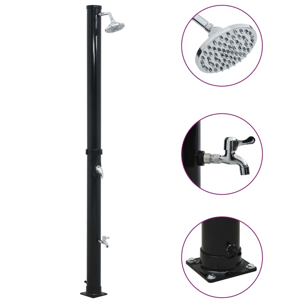 Vidaxl zonnedouche 20 l 220 cm zwart
