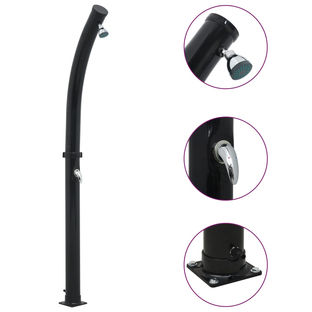 Vidaxl zonnedouche 20 l 214 cm zwart