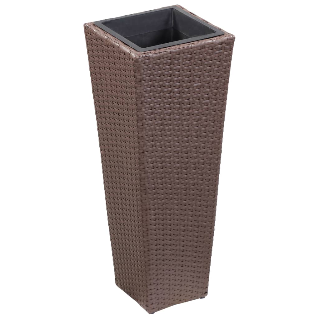 VidaXL Plantenbak 30x30x80 cm poly rotan bruin