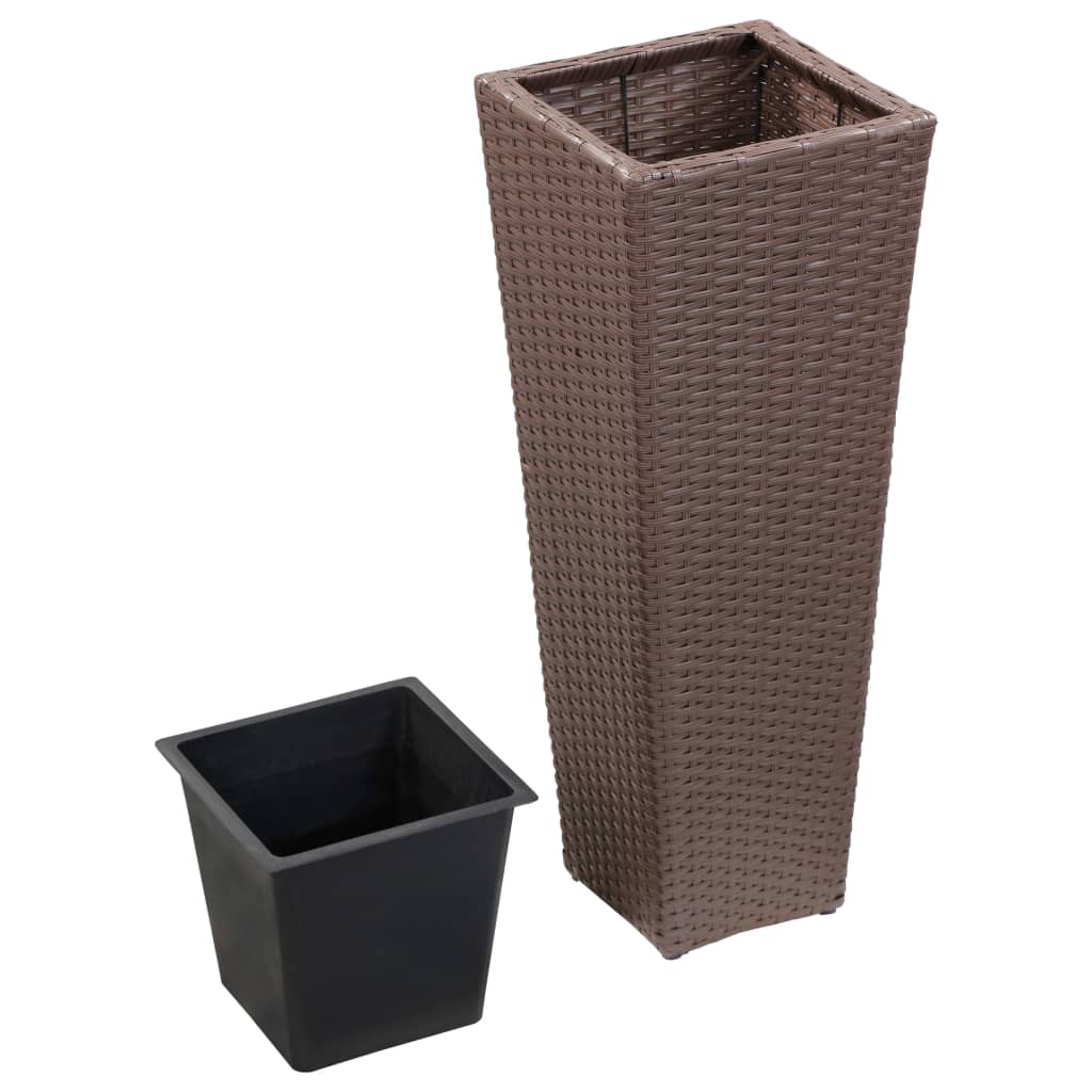 VidaXL Plantenbak 30x30x80 cm poly rotan bruin