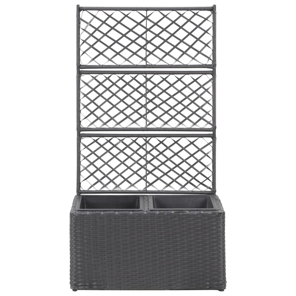 Vidaxl latwerkplantenbak bedacht met potten 58x30x107 cm rotan zwart