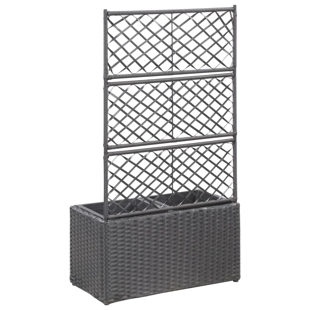 Vidaxl latwerkplantenbak bedacht met potten 58x30x107 cm rotan zwart