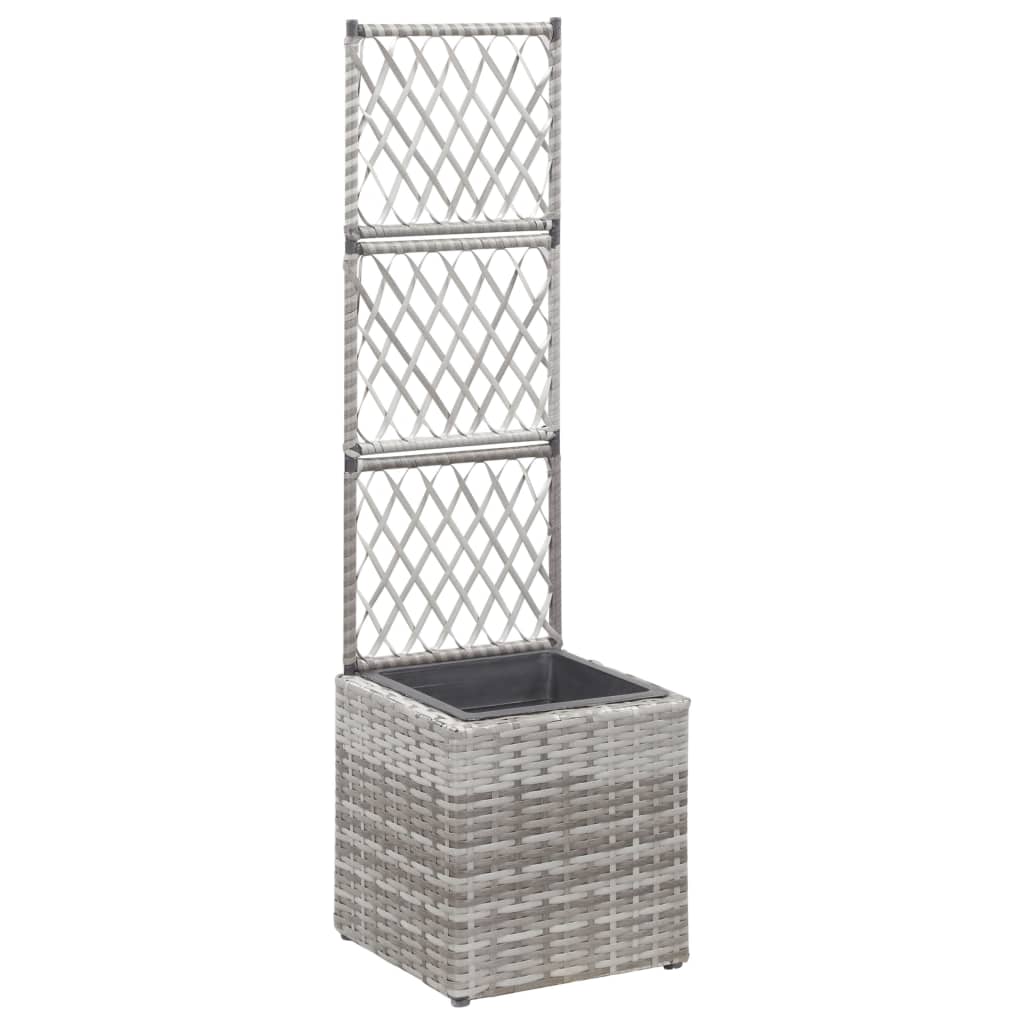 Vidaxl latwerkplantenbak bedacht met 1 pot 30x30x107 cm rotan grijs