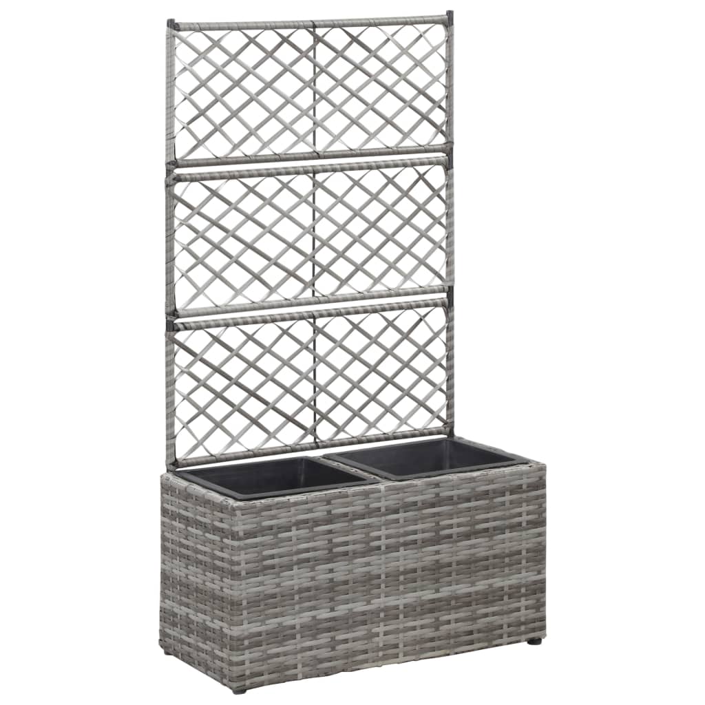 Vidaxl latwerkplantenbak bedacht met potten 58x30x107 cm rotan grijs