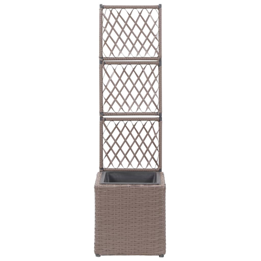 VidaXL Latwerkplantenbak ingezoomd met 1 pot 30x30x107 cm rotan bruin