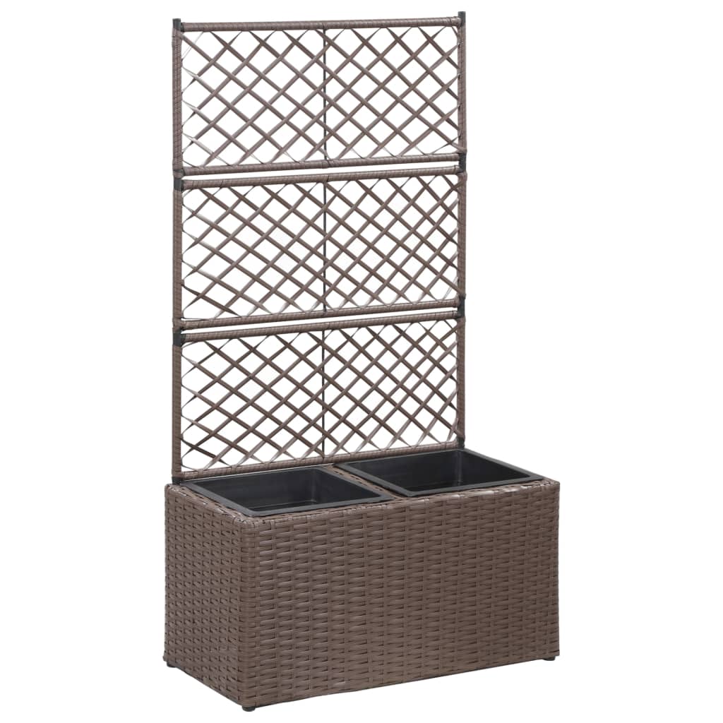 Vidaxl latwerkplantenbak bedacht met potten 58x30x107 cm rotan bruin