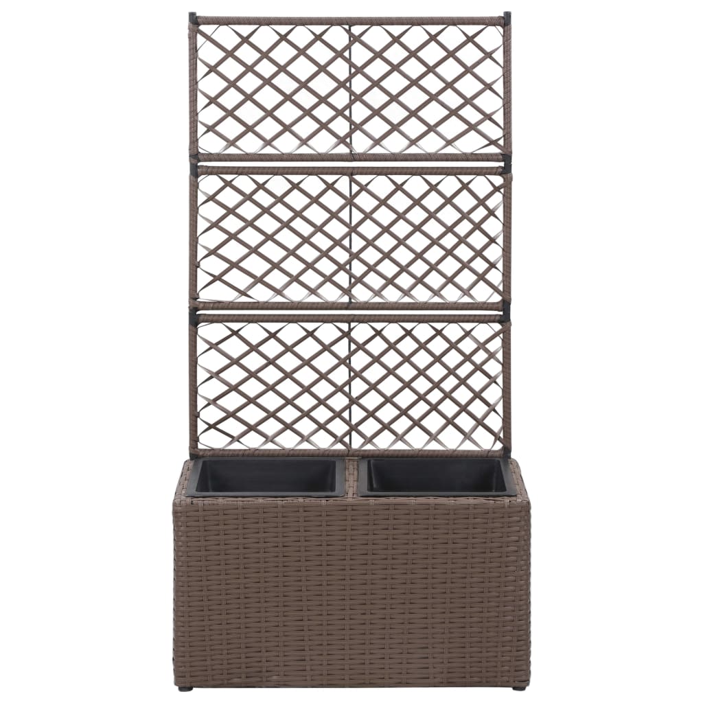 Vidaxl latwerkplantenbak bedacht met potten 58x30x107 cm rotan bruin