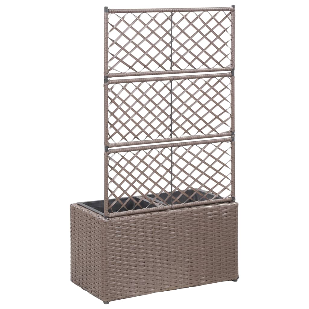 Vidaxl latwerkplantenbak bedacht met potten 58x30x107 cm rotan bruin