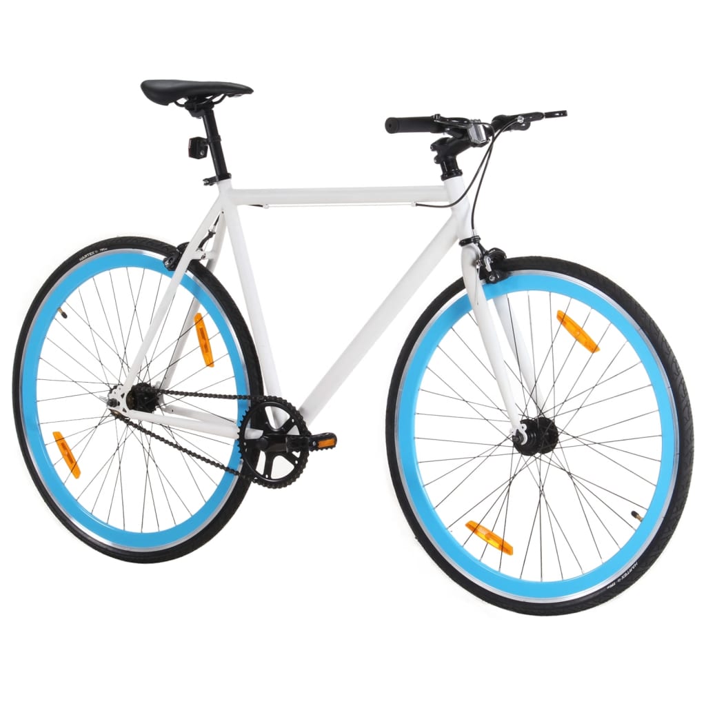 Vidaxl fiets met vaste versnelling 700 c 59 cm wit en blauw
