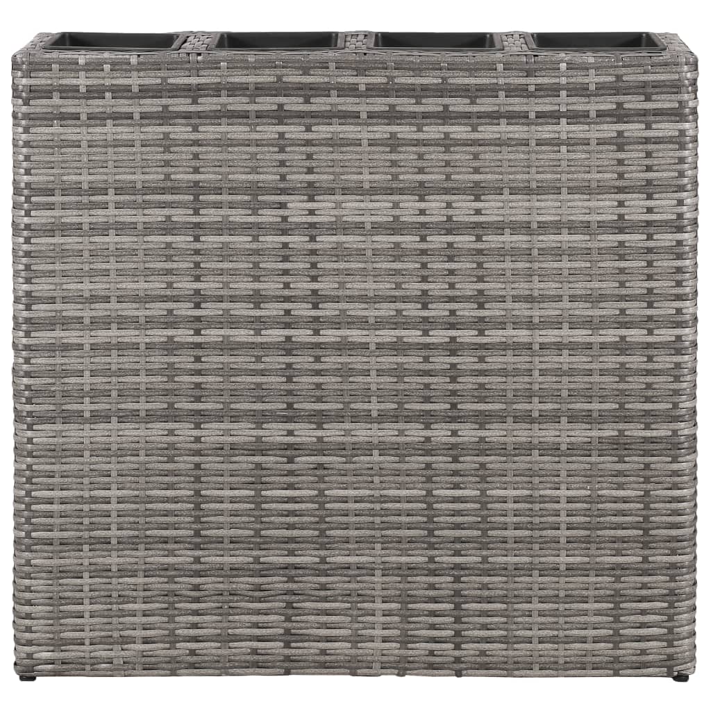 VidaXL Plantenbak bedacht met 4 potten 2 st poly rotan grijs