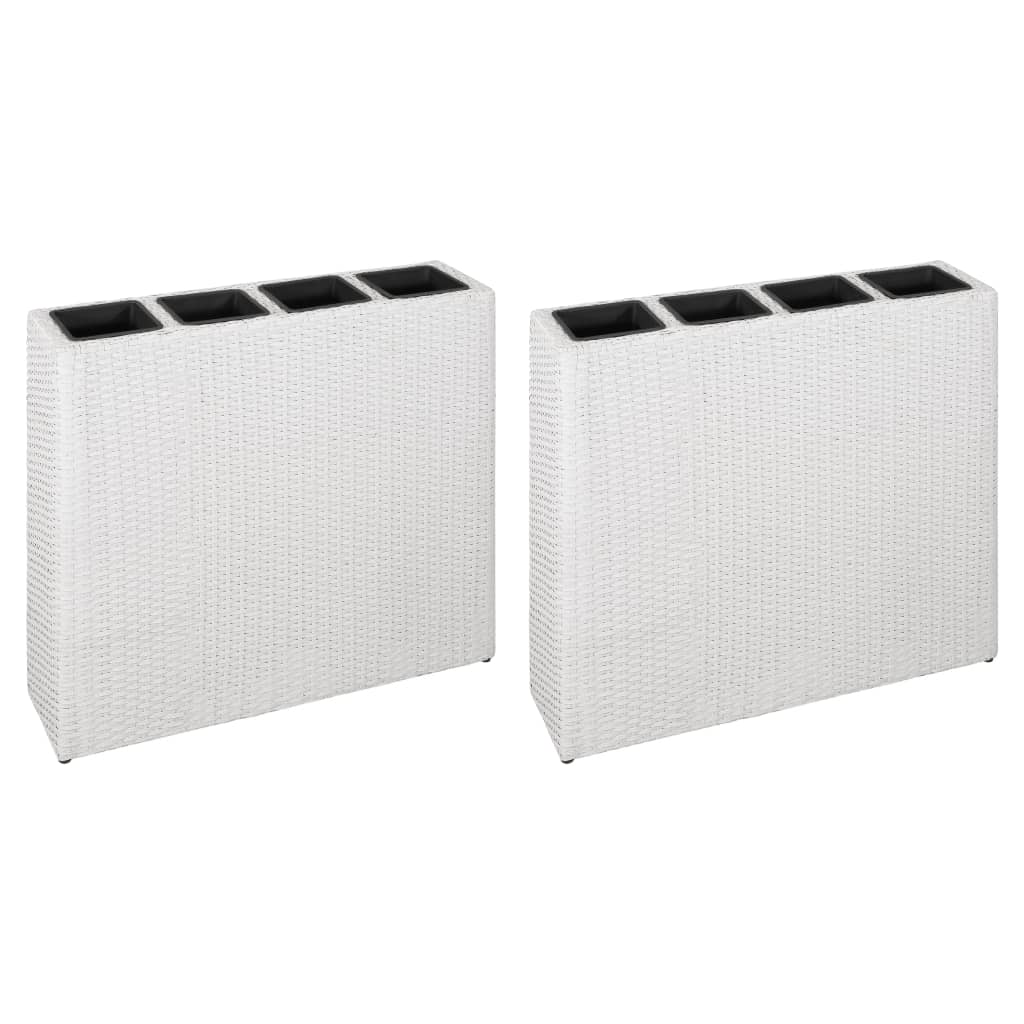 VidaXL Plantenbak bedacht met 4 potten 2 st poly rotan wit