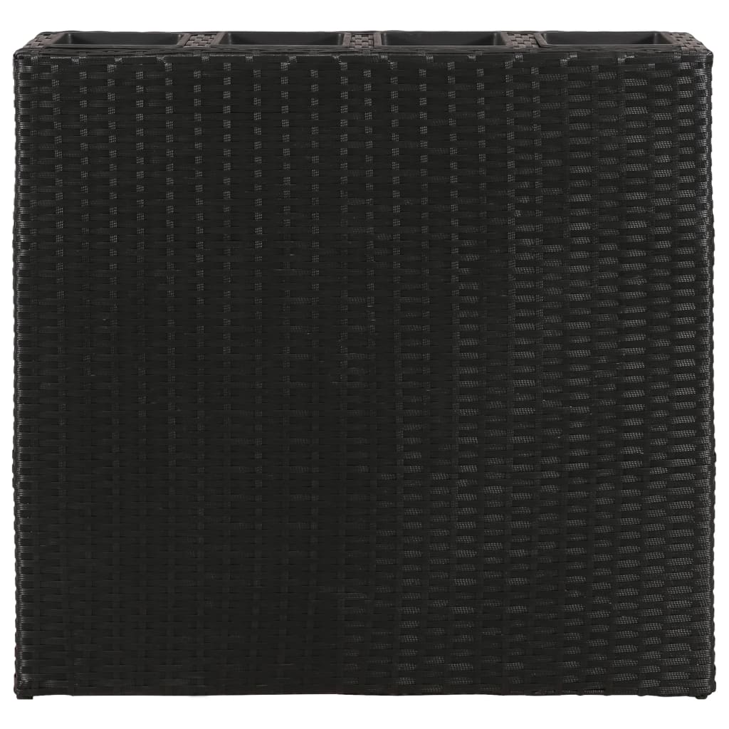 VidaXL Plantenbak bedacht met 4 potten 2 st poly rattan zwart