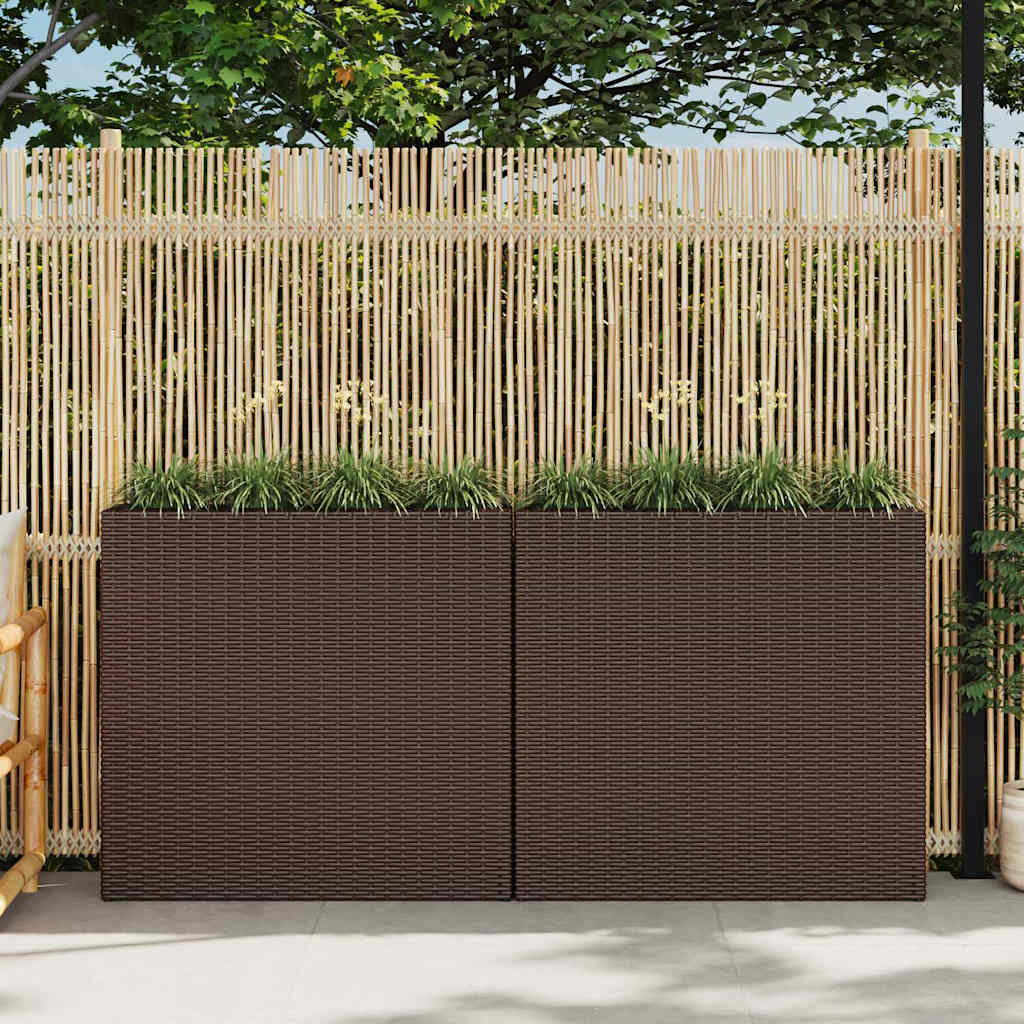VidaXL Plantenbak bedacht met 4 potten 2 st poly rotan bruin