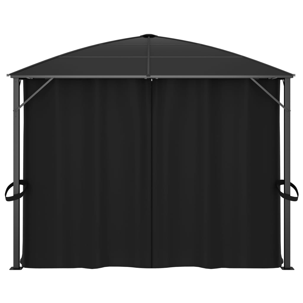 VidaXL Prieel met gordijnen 400x300x265 cm antraciet