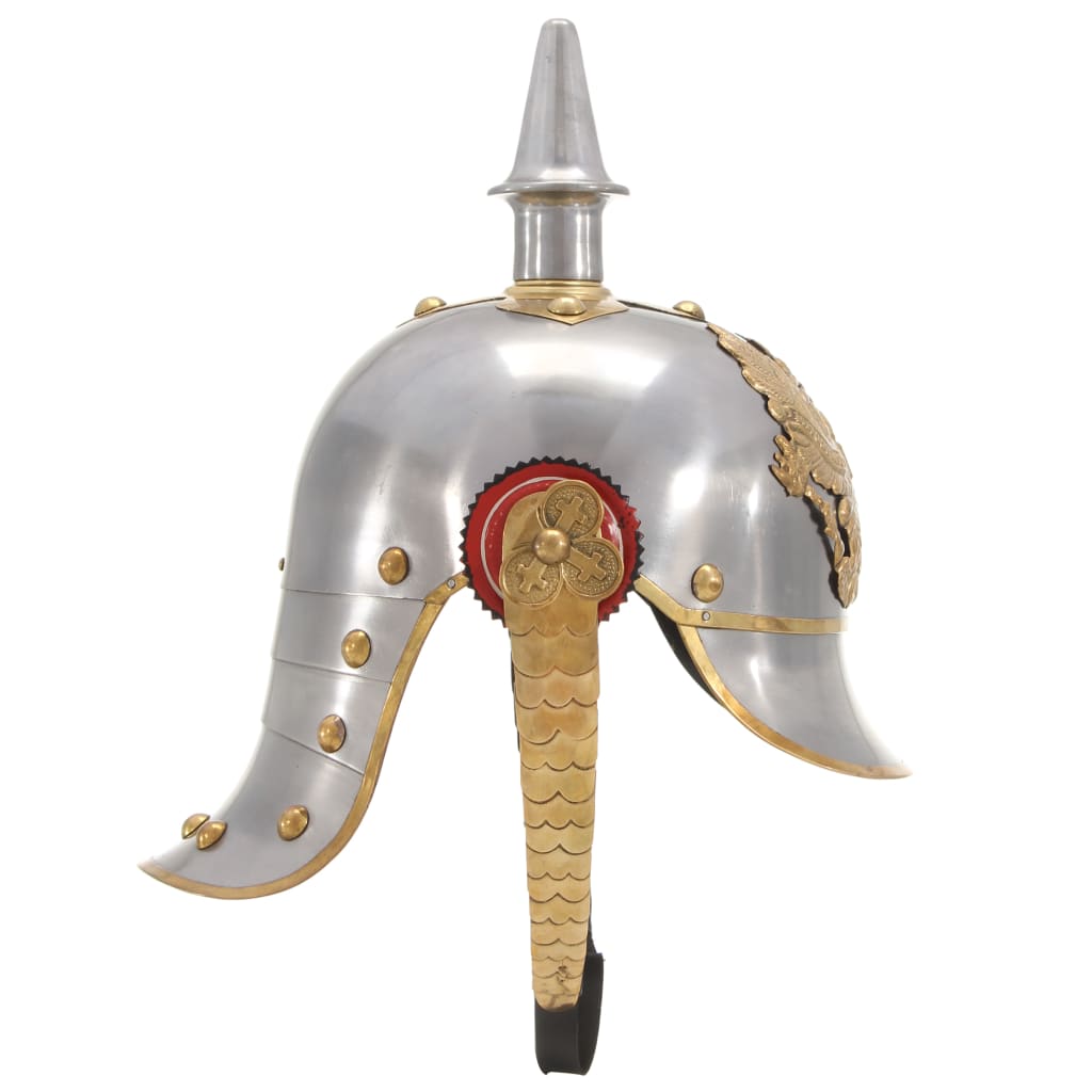 VidaXL Pickelhaube Duitse replica LARP staal zilverkleurig