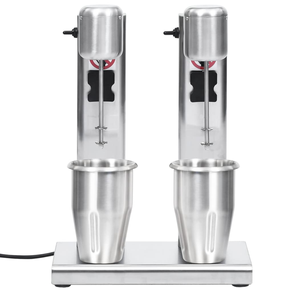 Vidaxl milkshakemixer met dubbele bekers roestvrij staal 2 l