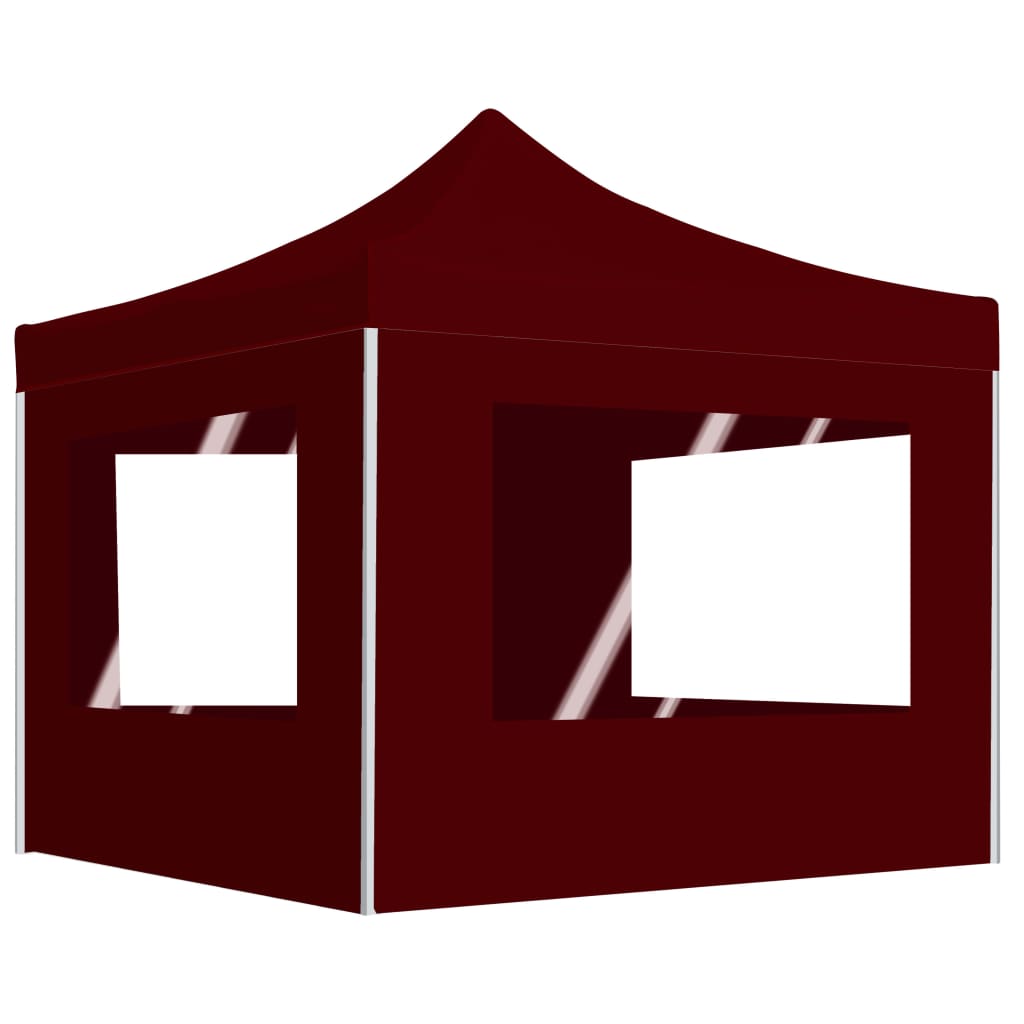 Vidaxl partytent inklapbaar met wanden 2x2m aluminium bordeauxrood