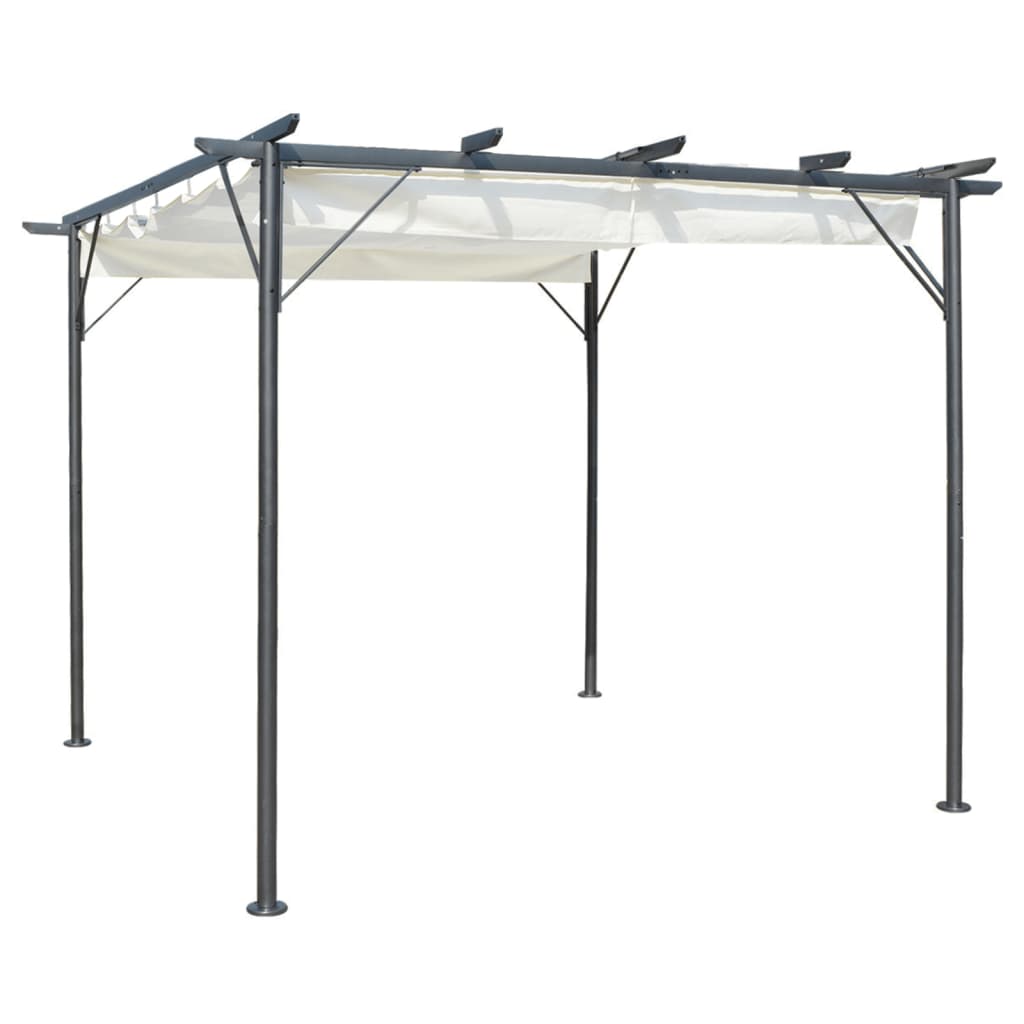 VidaXL Pergola met uitschuifbaar dak 3x3m staal crémewit