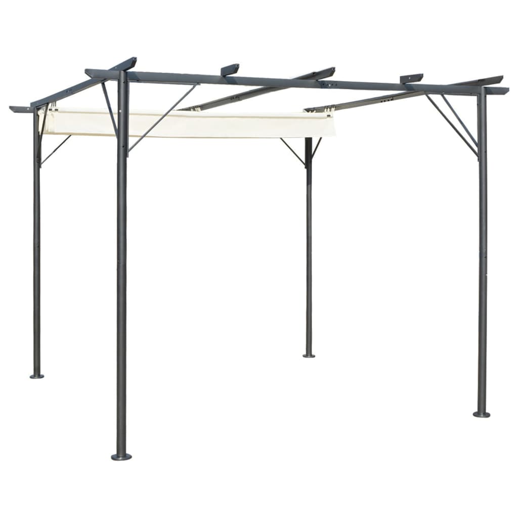 VidaXL Pergola met uitschuifbaar dak 3x3m staal crémewit