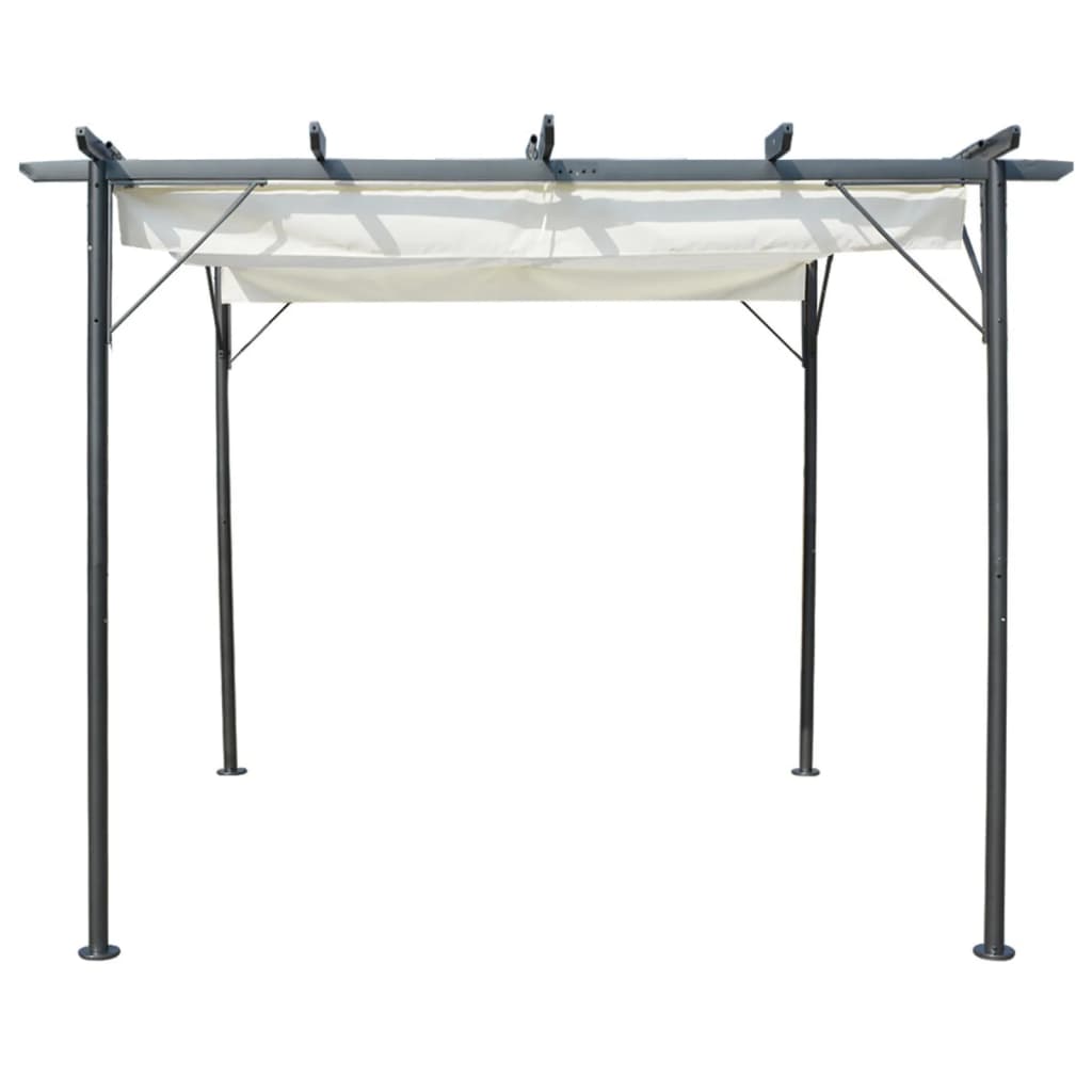 VidaXL Pergola met uitschuifbaar dak 3x3m staal crémewit