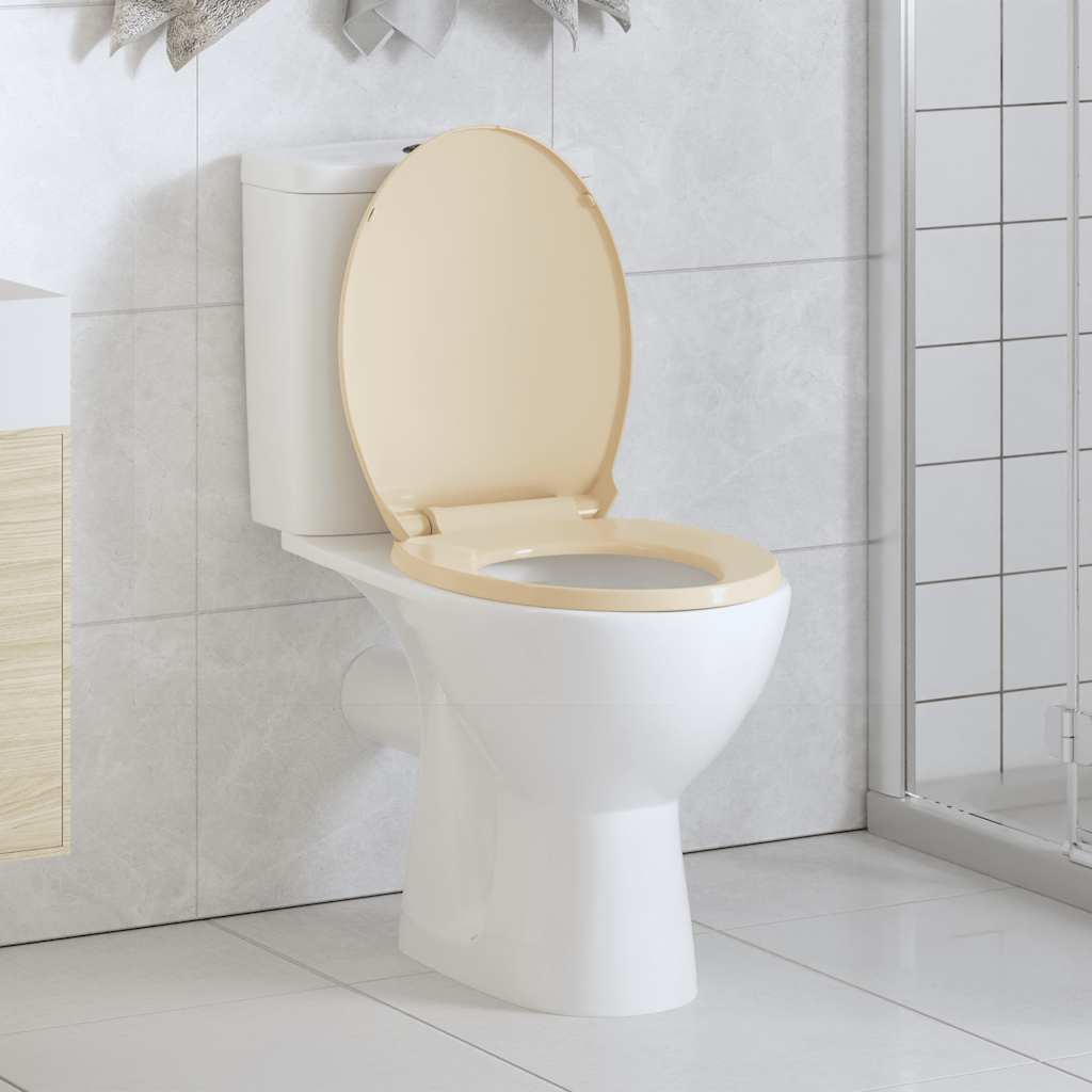 VidaXL Toiletbril softclose en snelsluiting ovaal beige
