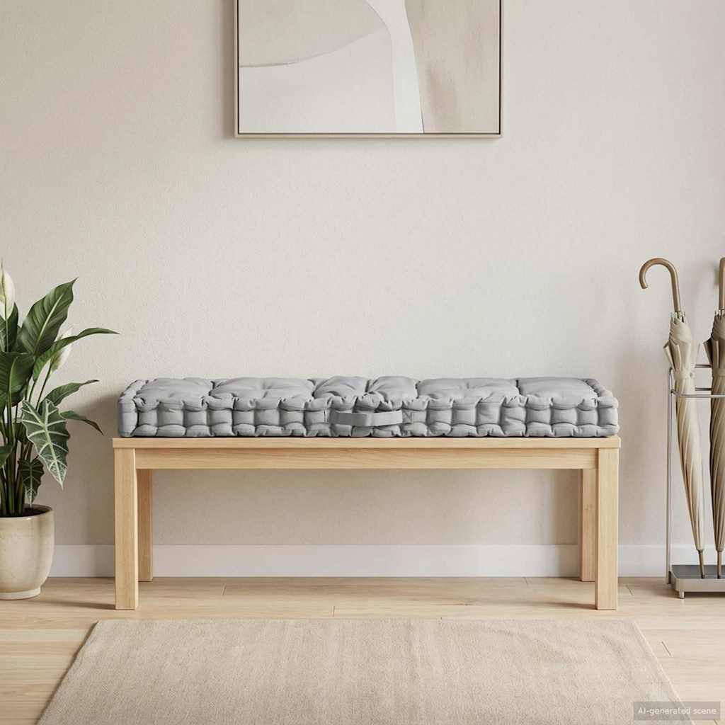 Vidaxl palletvloerkussen 120x40x7 cm katoen grijs