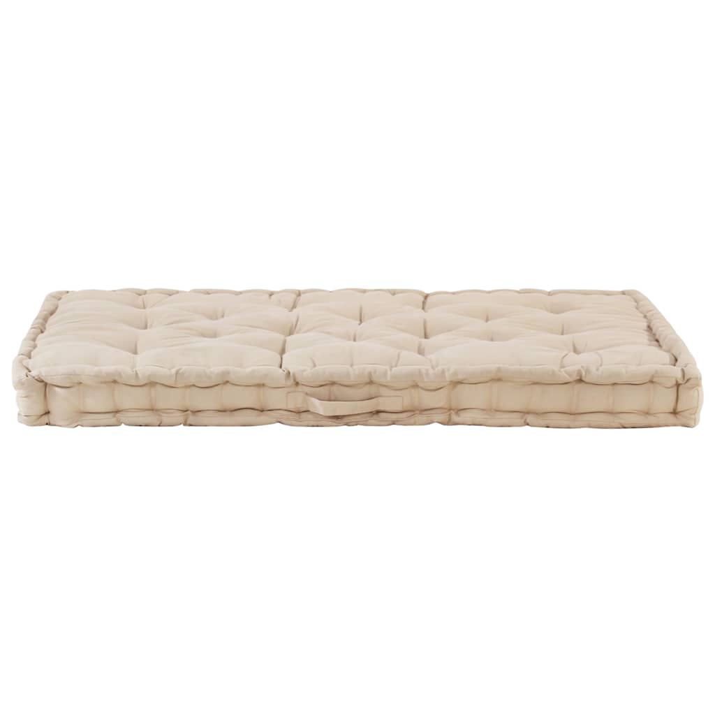 Vidaxl palletvloerkussen 120x80x10 cm katoen beige