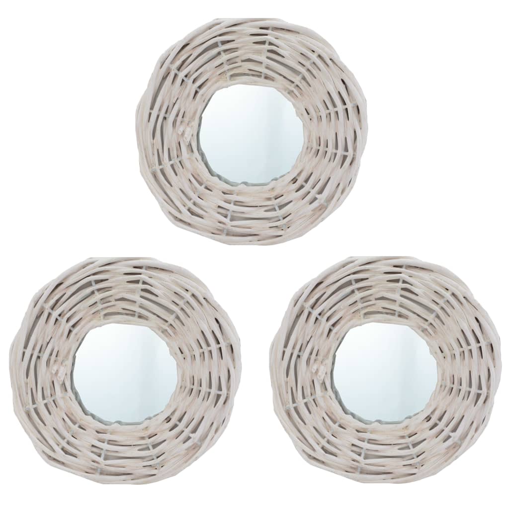 VidaXL Spiegels 3 st 15 cm riet wit