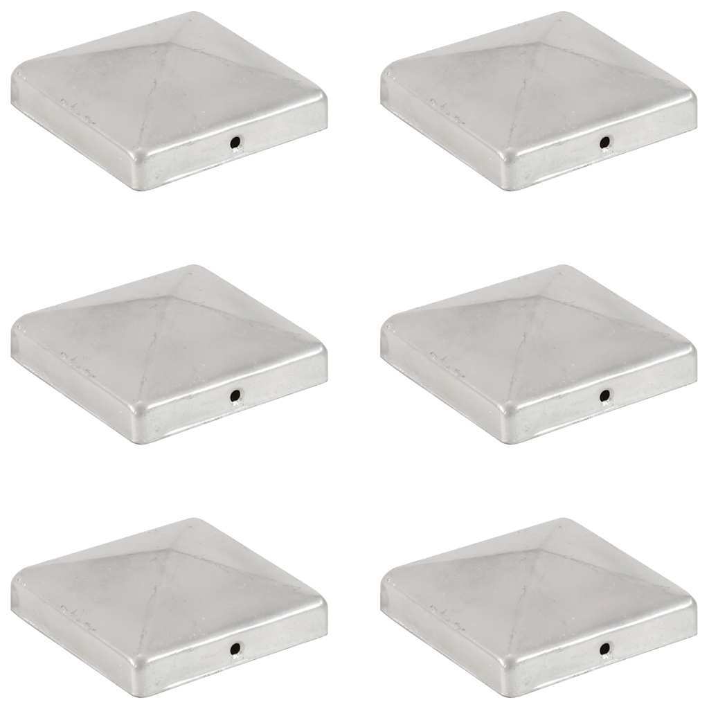 Vidaxl paalkappen 6 st piramide 101x101 mm gegalvaniseerd metaal