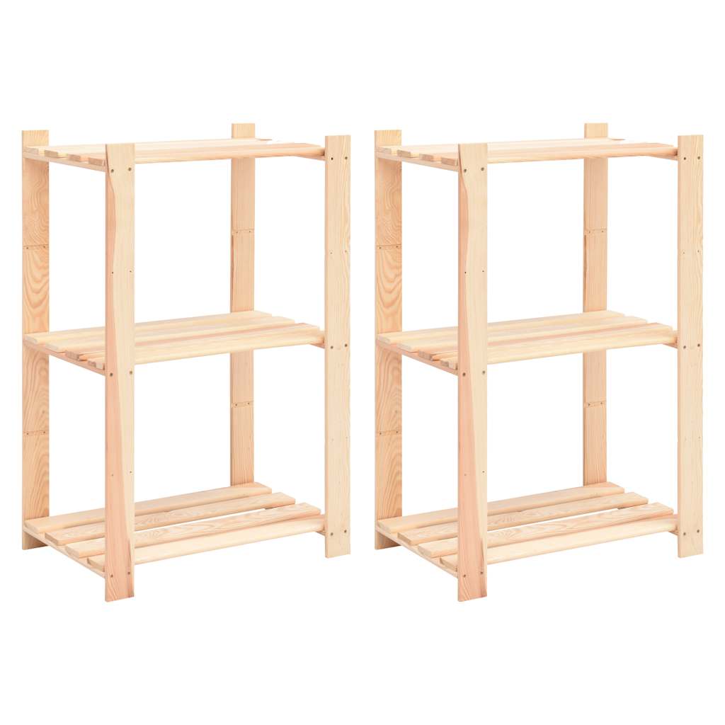 VidaXL Opbergrekken 3-laags 2 st 60x38x90 cm massief groenenhout 150 kg