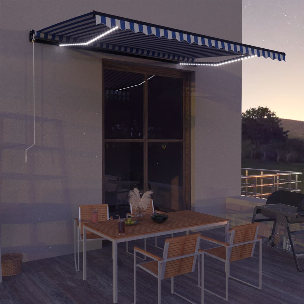 VidaXL Luifel handmatig uittrekbaar met LED 500x300 cm