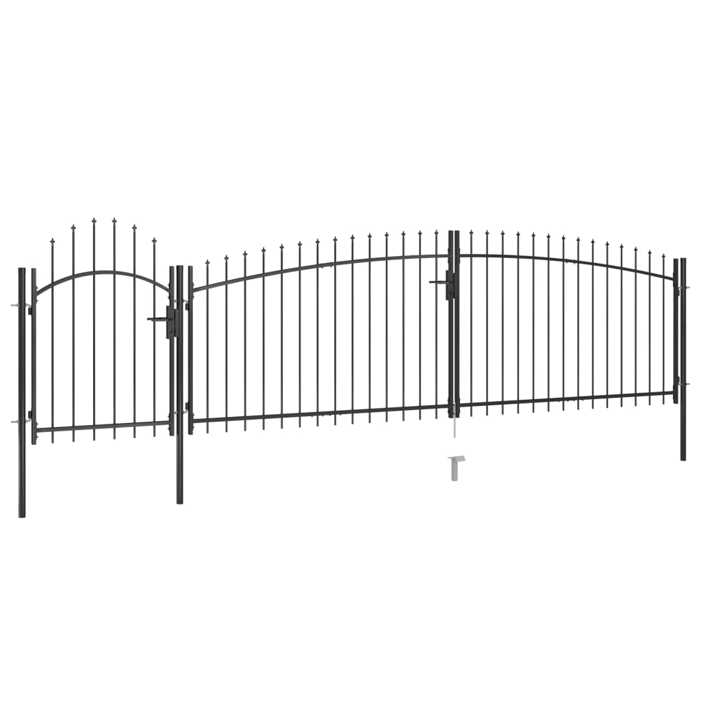 VidaXL Poort met speren bovenkant 5x1,75m zwart