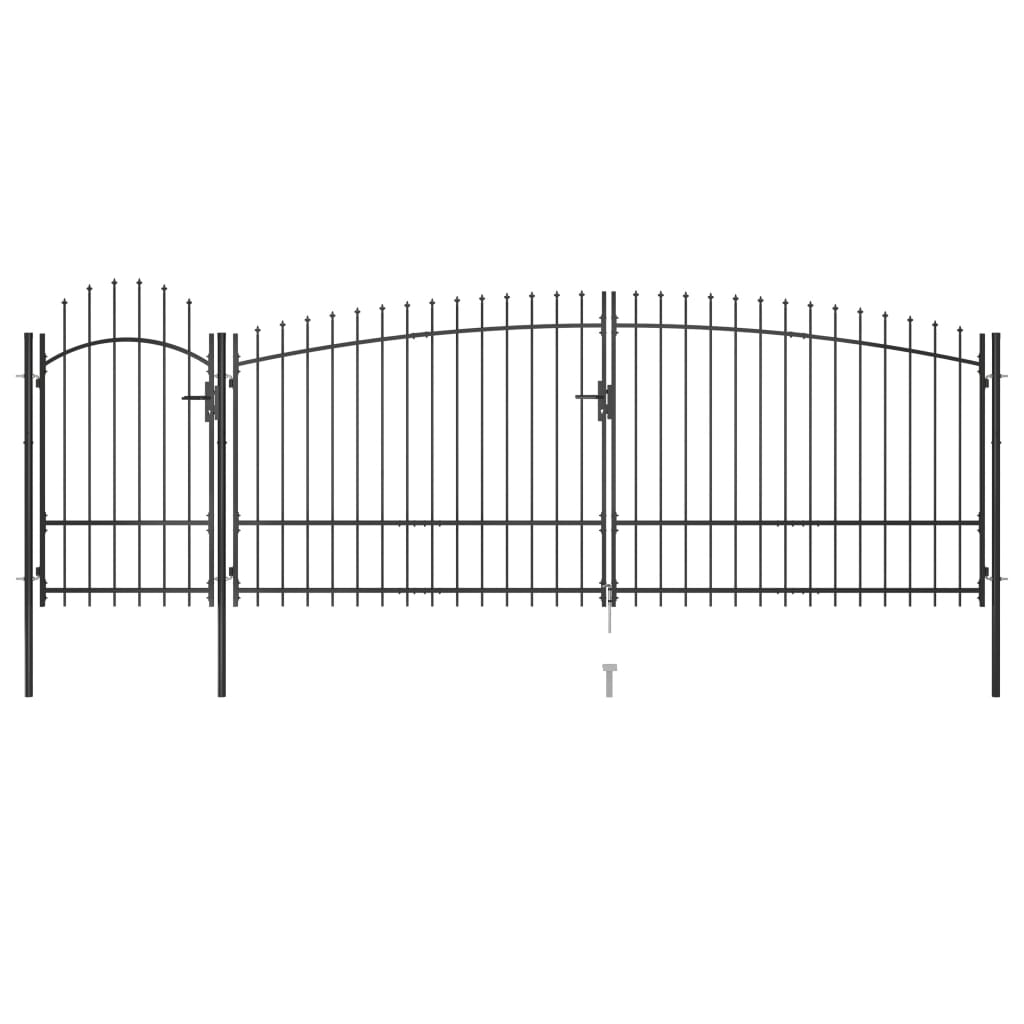 VidaXL Poort met speren bovenkant 5x2,25m zwart