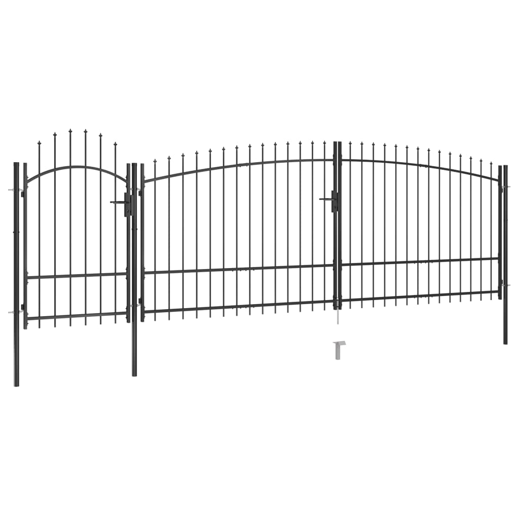 VidaXL Poort met speren bovenkant 5x2,25m zwart