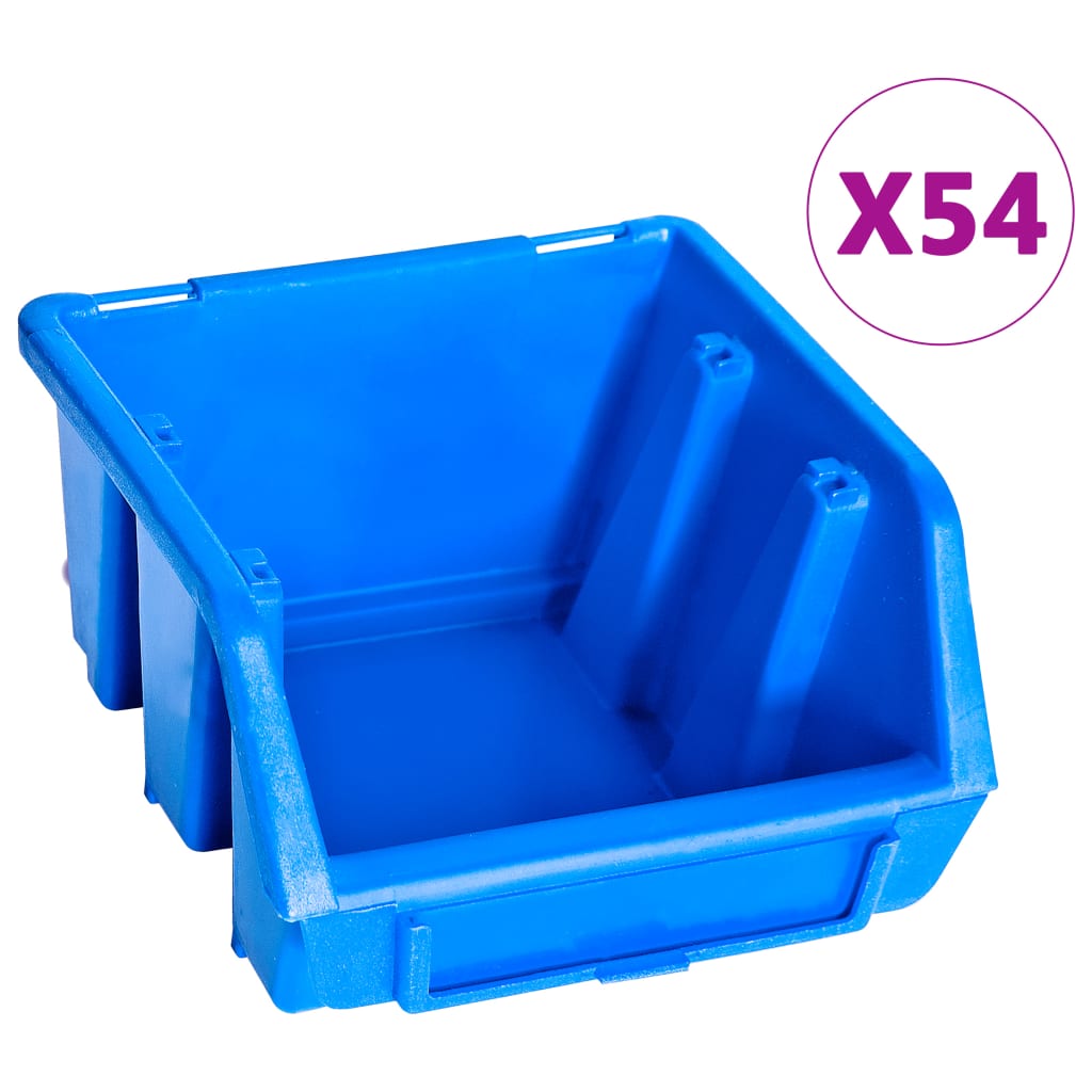 Vidaxl 96-delige opbergbakkenset met wandpanelen blauw