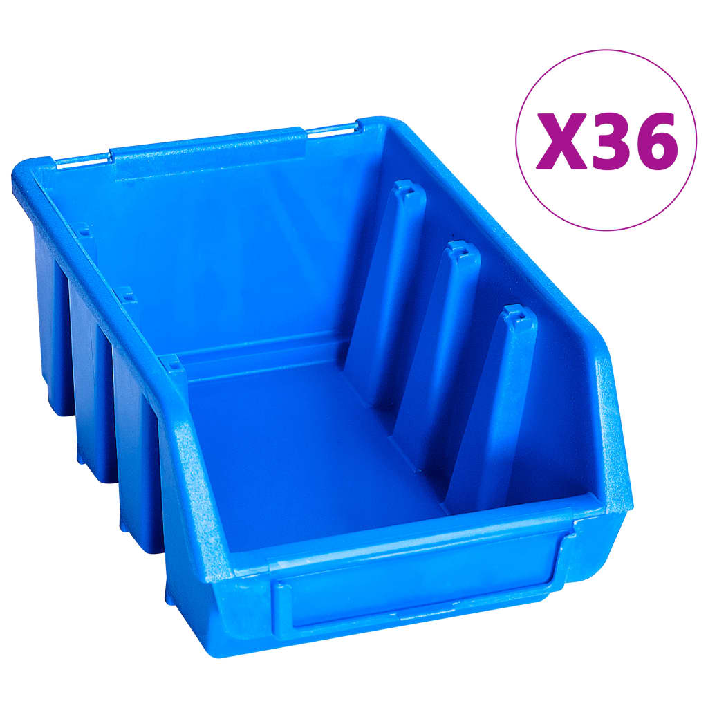 Vidaxl 96-delige opbergbakkenset met wandpanelen blauw