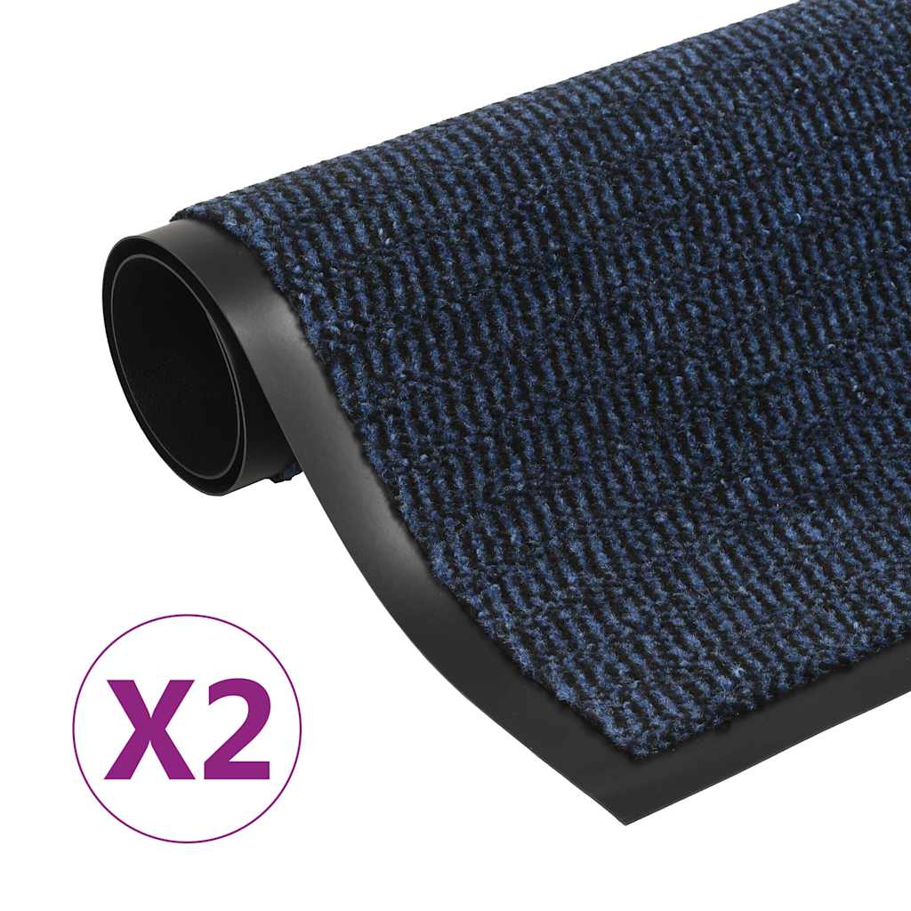 Vidaxl droogloopmatten 2 st rechthoekig getuft 60x90 cm blauw