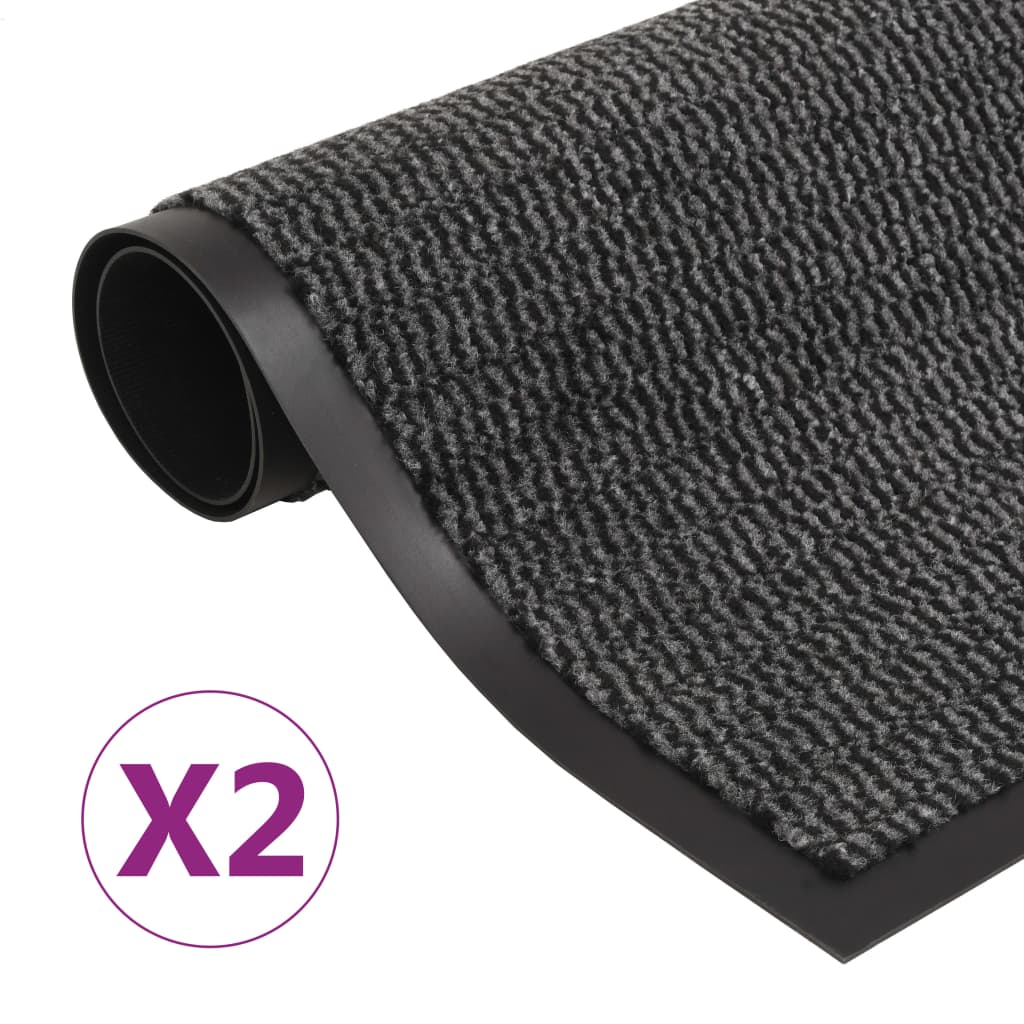 Vidaxl droogloopmatten 2 st rechthoekig getuft 90x150 cm antraciet