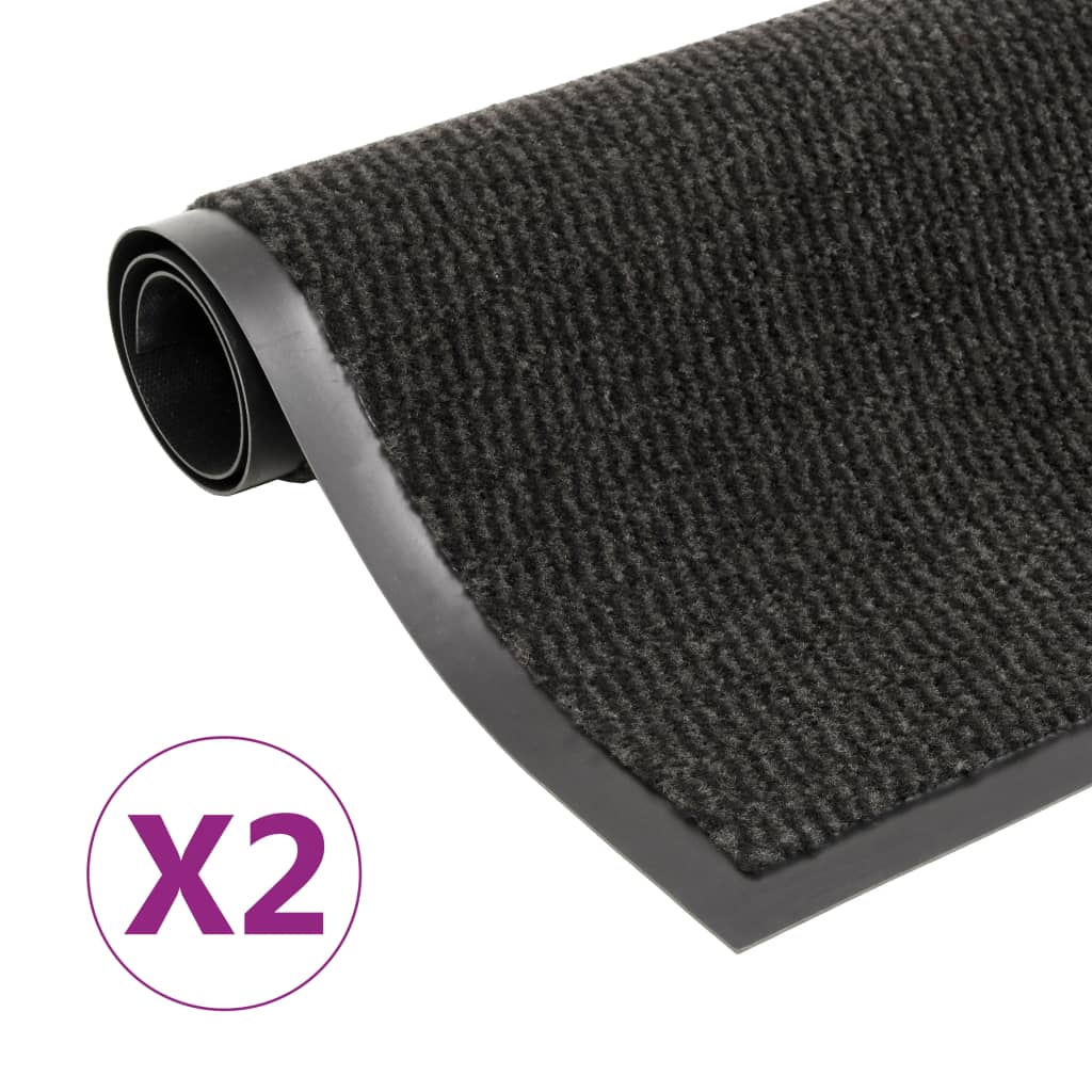 Vidaxl droogloopmatten 2 st rechthoekig getuft 90x150 cm zwart