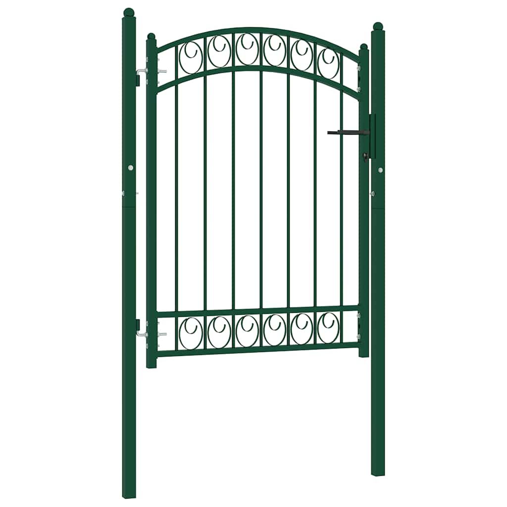 Vidaxl poort met gebogen bovenkant 100x125 cm staal groen