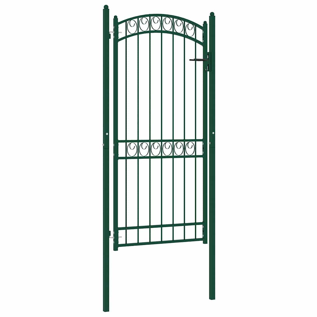 Vidaxl poort met gebogen bovenkant 102x136 cm staal groen